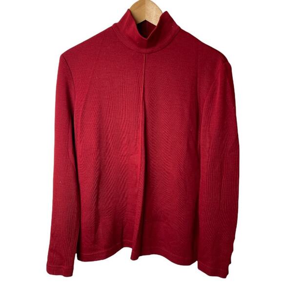 Vintage Mark Eisen Red Mock Neck Long Sleeve 100% Wool Sweater Women's Size L - Picture 1 of 7